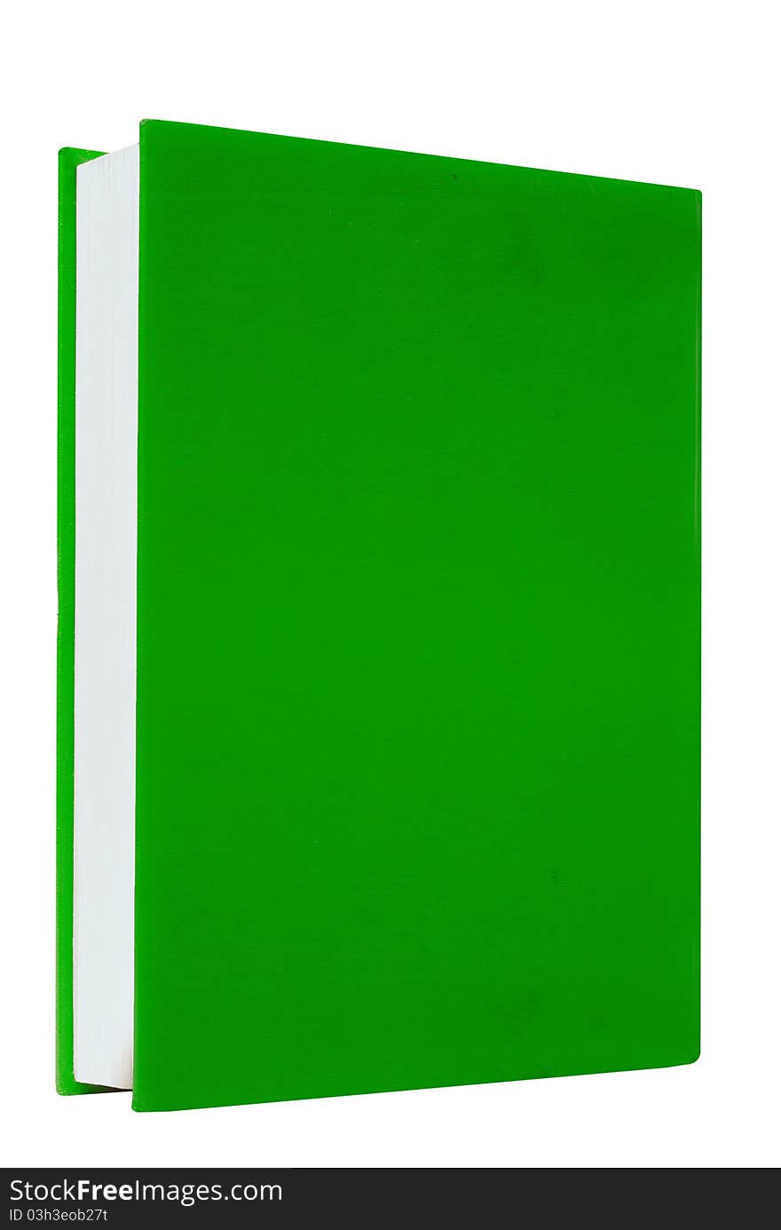 Green books on white background isolate