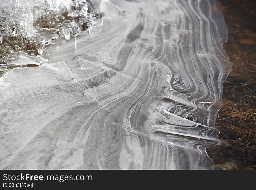 Frozen water at the river bank. Frozen water at the river bank