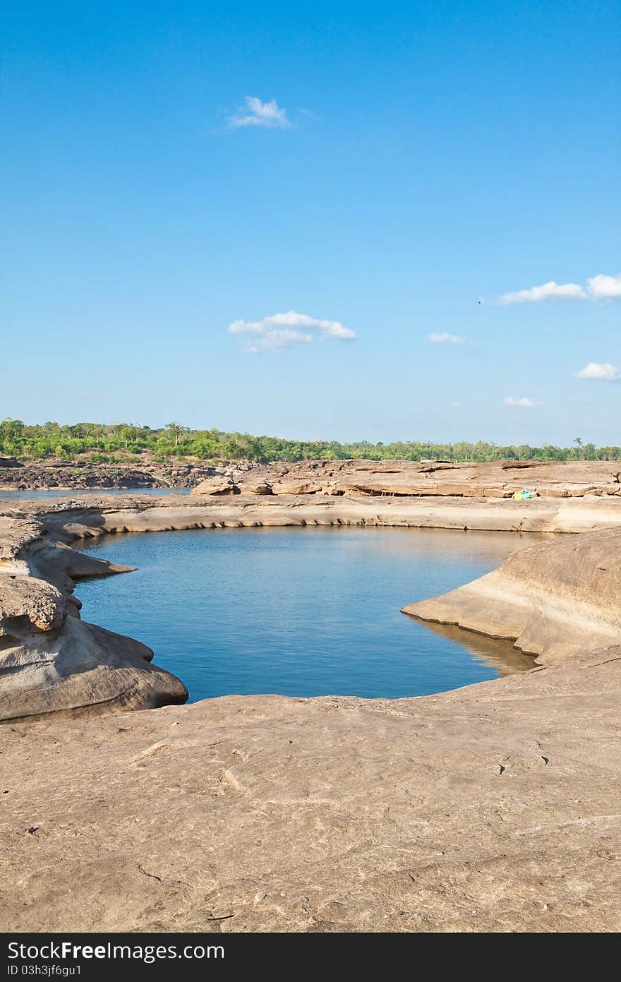 The Amazing of Rock,Natural of Rock Canyon as pool in Khong River after the water come down in Summer,Three Thousand Hole,Ubonratchathanee Province,North East of Thailand