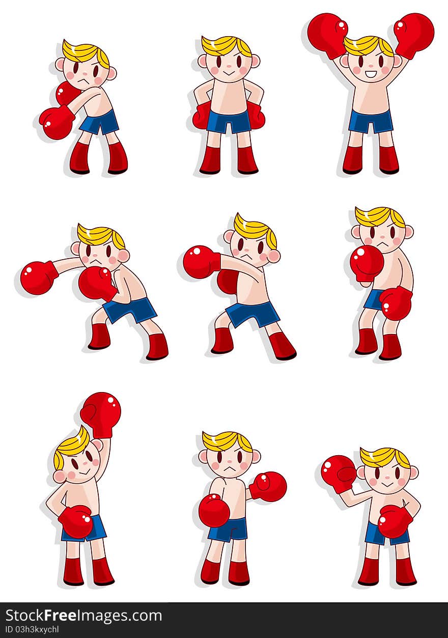 Cartoon Boxer Icon Set