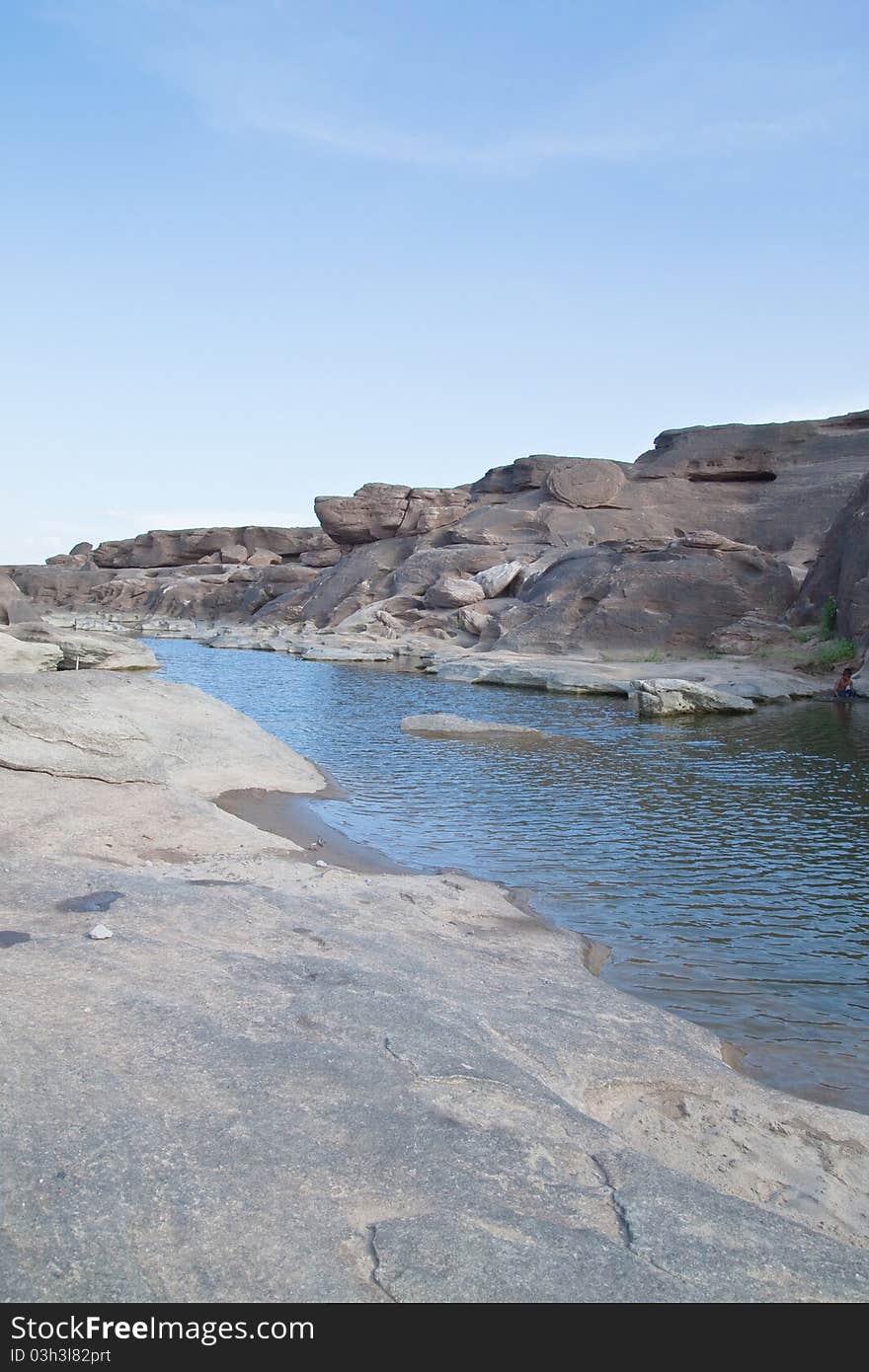 The Amazing of Rock,Natural of Rock Canyon in Khong River after the water come down in Summer,Three Thousand Hole,North East of Thailand