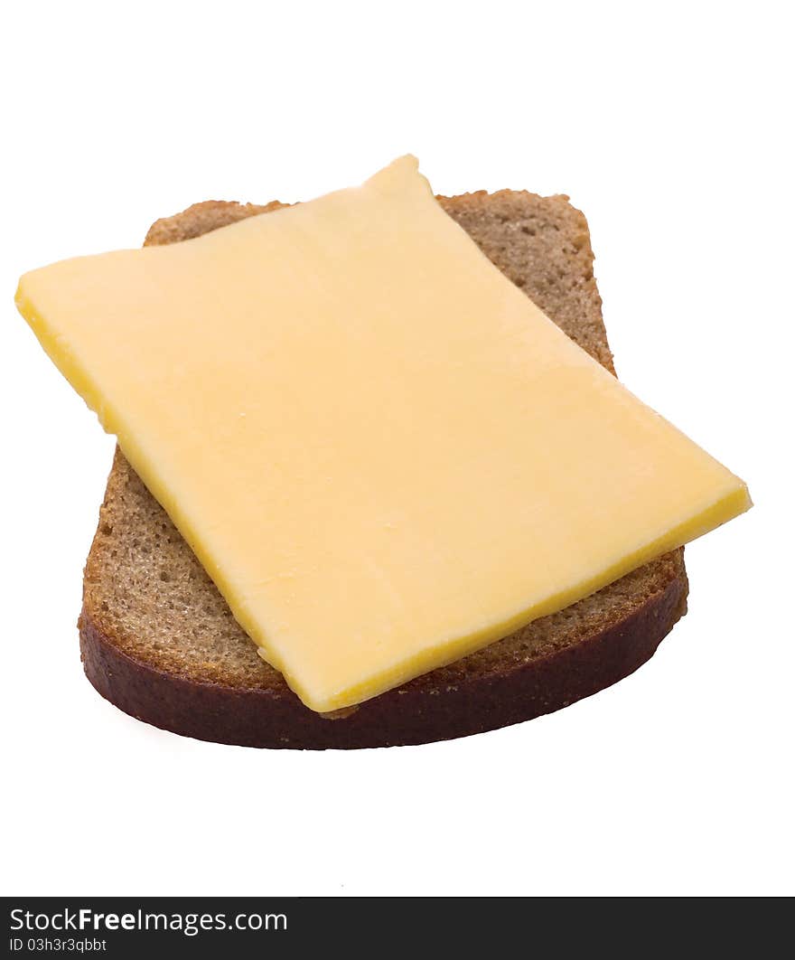 Sandwich with cheese on a white background. Sandwich with cheese on a white background