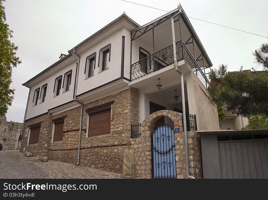 Macedonian traditional house at Old city Ohrid, Ohrid lake, Macedonia