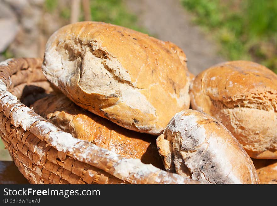 Traditional Cezch bread made in medieval oven, with caraway