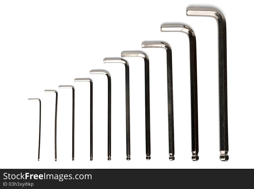 Ascending hex key set on a white background