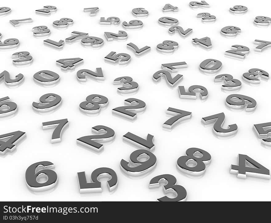 Numbers on white background - This is a 3d render illustration