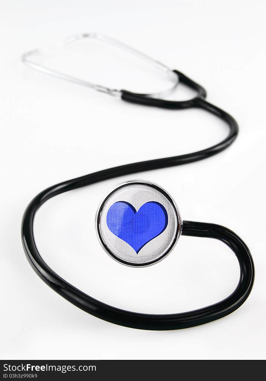 Stethoscope with blue heart design