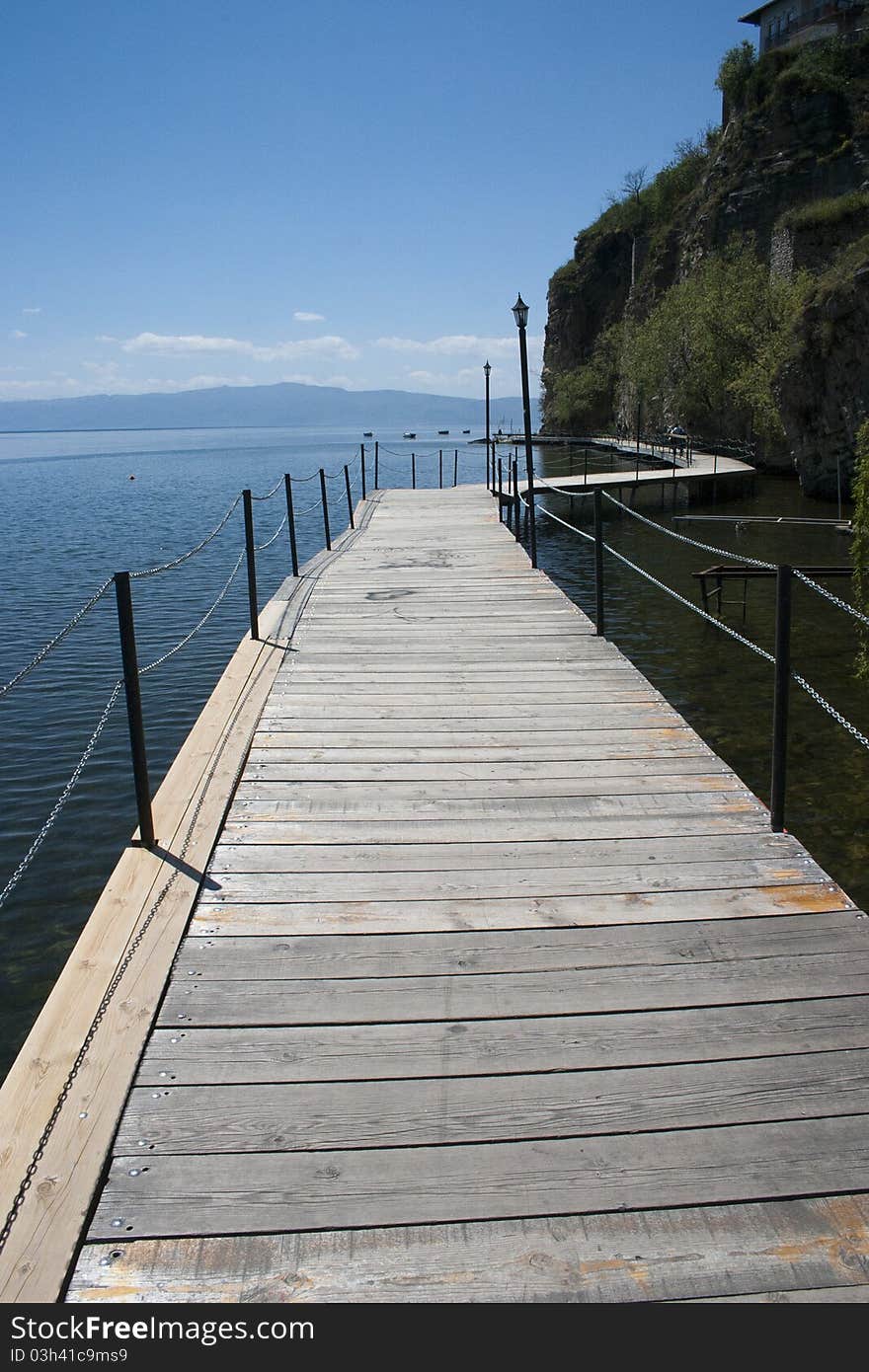 Wooden walk way, Ohrid lake, Macedonia