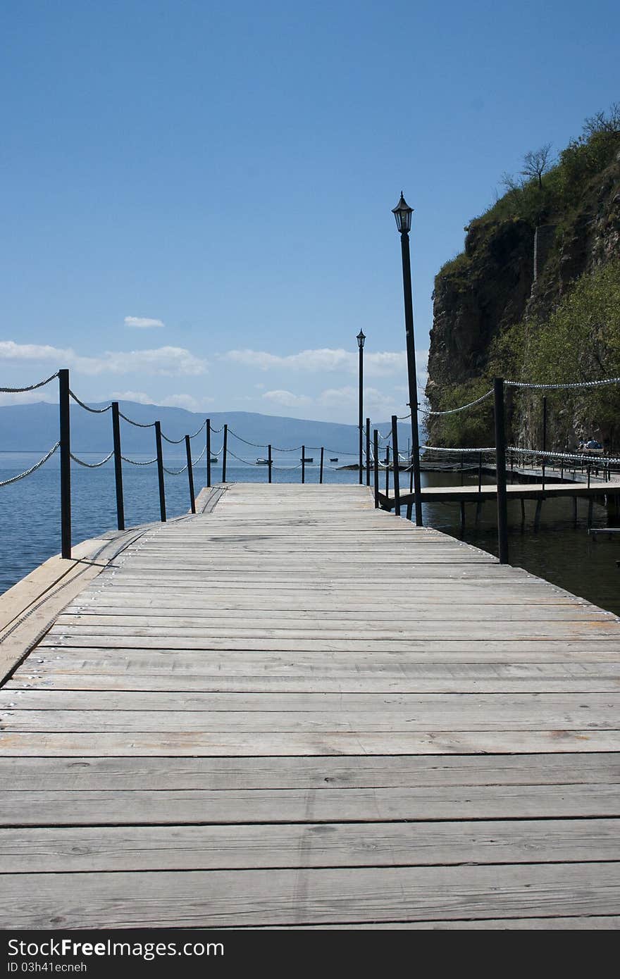 Wooden walk way, Ohrid lake, Macedonia