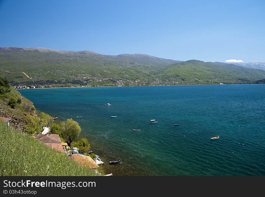 Panoramic view of Ohrid lake, Macedonia