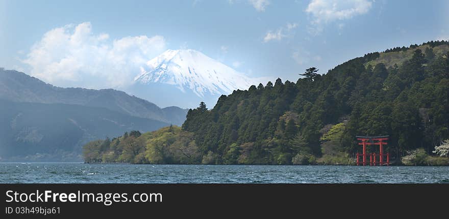 View of mount Fuji from Hakone in Japan.