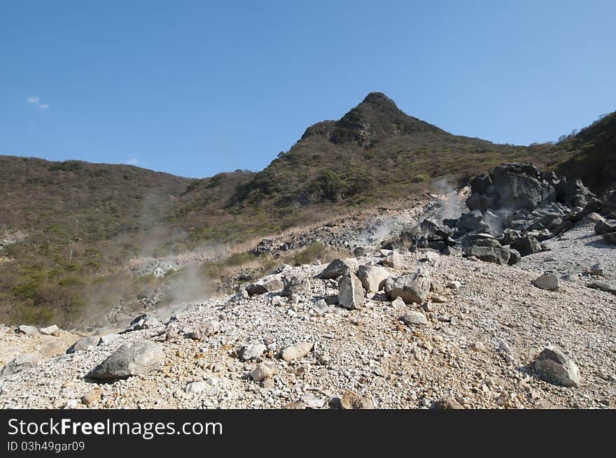 Hakone volcano is located 80 km SW of Tokyo, Japan. Hakone volcano is located 80 km SW of Tokyo, Japan.