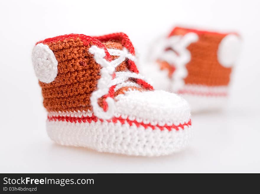 Crocheted booties for a boy