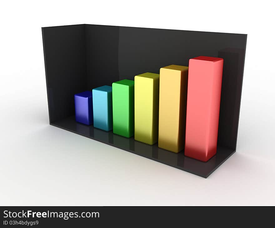 Boxes of different colors in a black open box on a white background №1. Boxes of different colors in a black open box on a white background №1