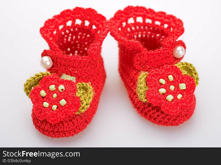 Crocheted booties for a girl