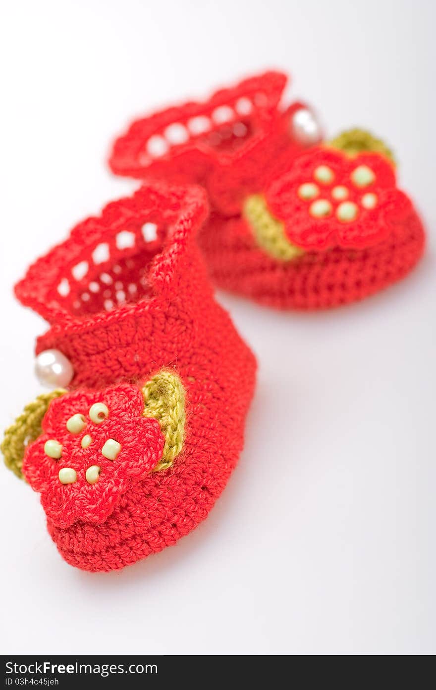 Crocheted booties for a girl