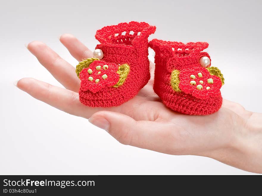 Crocheted Booties For A Girl