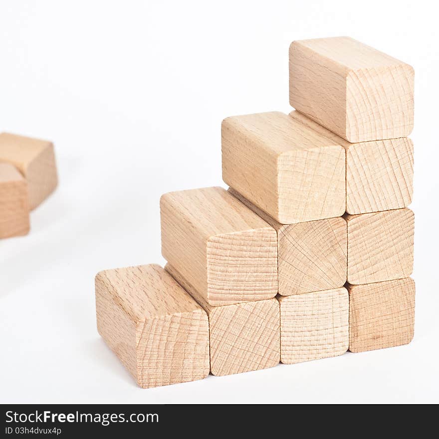 Nature wooden cubes, building block with white background. Nature wooden cubes, building block with white background