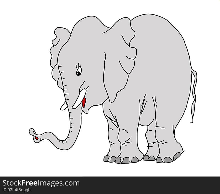 Vector drawing elephant on white background