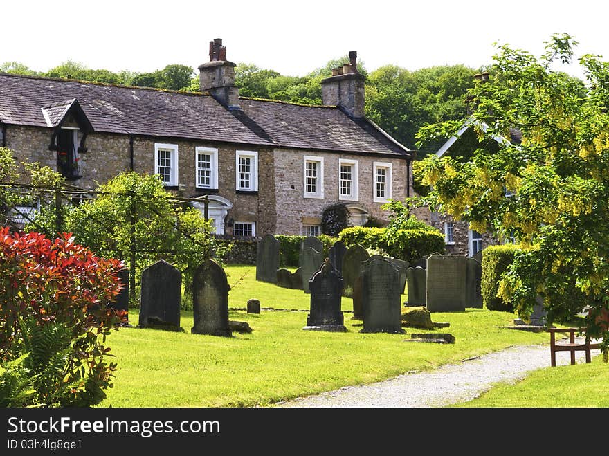 A row of village cottages in the village of Beetham, Cumbria, England