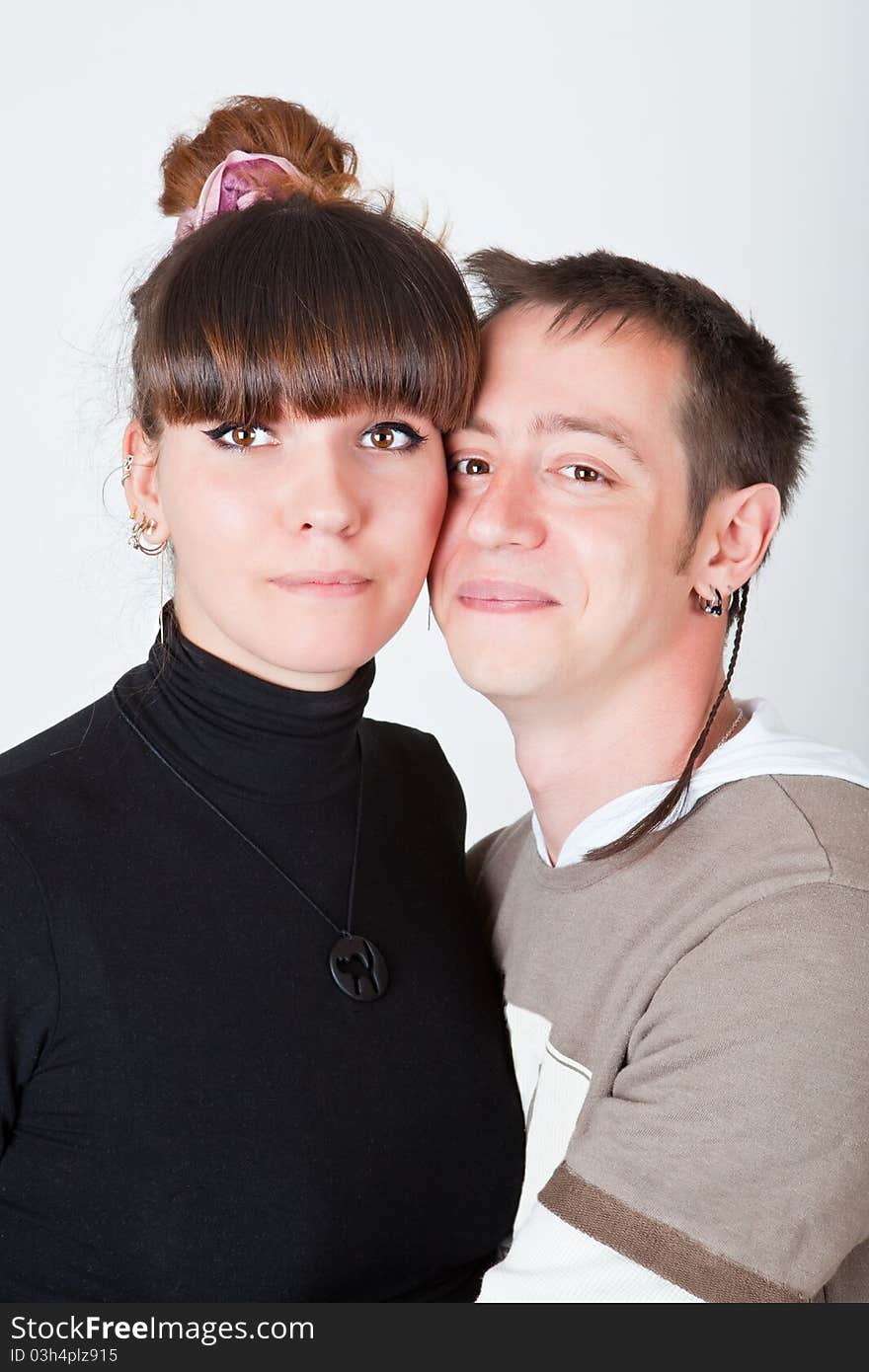 Couple on a gray background