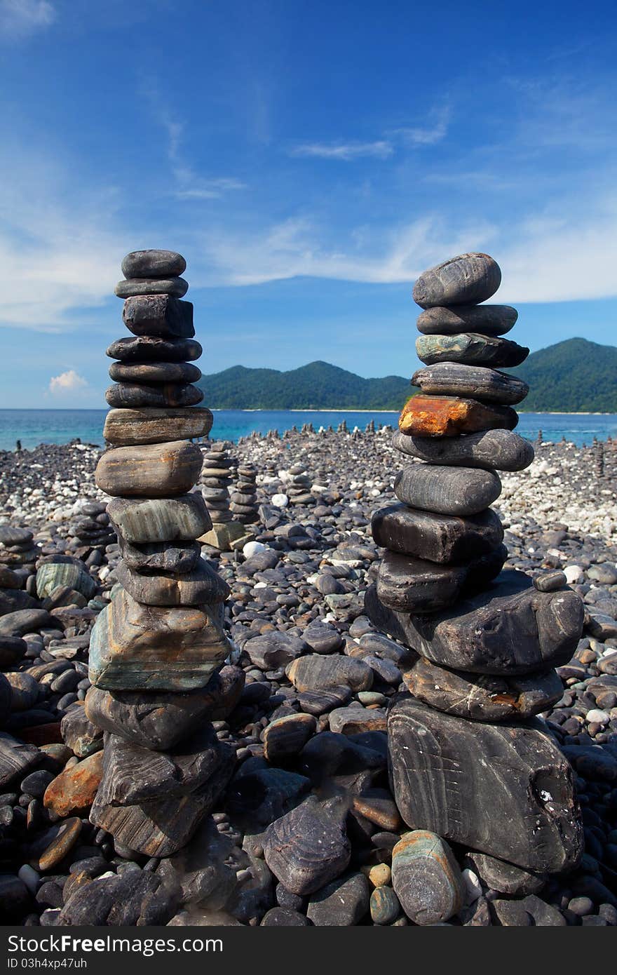 Stack of stones on the beach