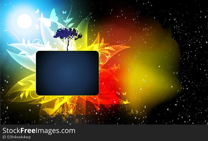 Abstract butterfly flower light background