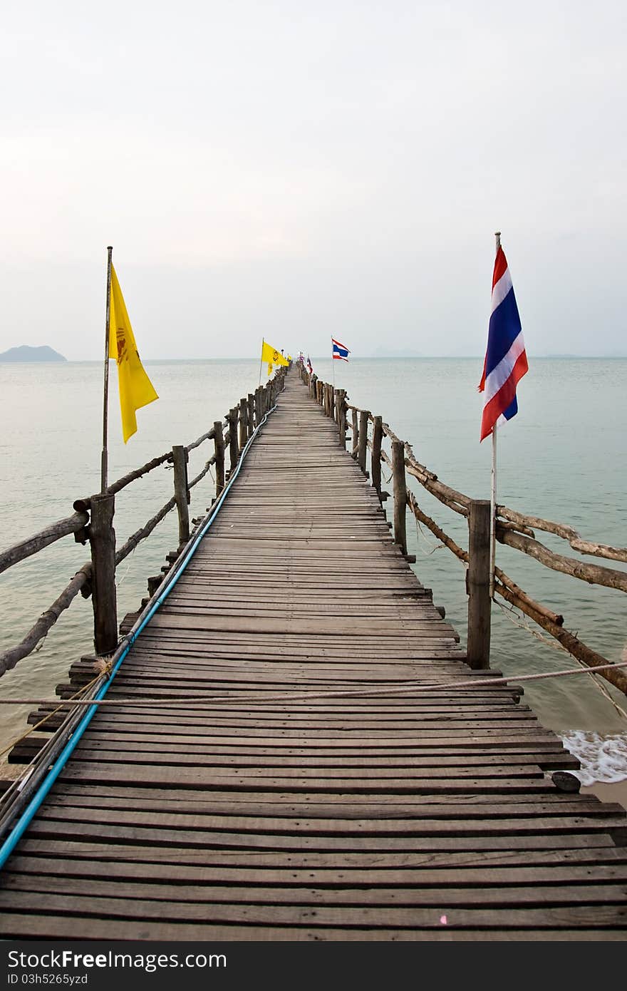 Wooden walk way to sea port south of Thailand. Wooden walk way to sea port south of Thailand