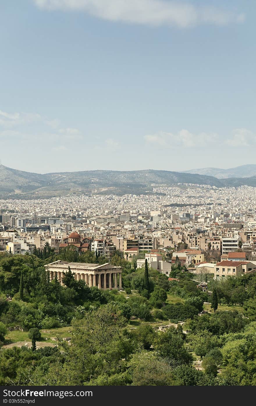 View of  the Ancient Agora with the Temple of Hephaisteion. View of  the Ancient Agora with the Temple of Hephaisteion