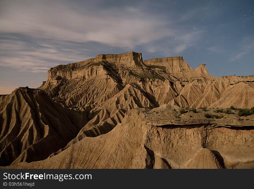 Desert of Bardenas at night. Desert of Bardenas at night.