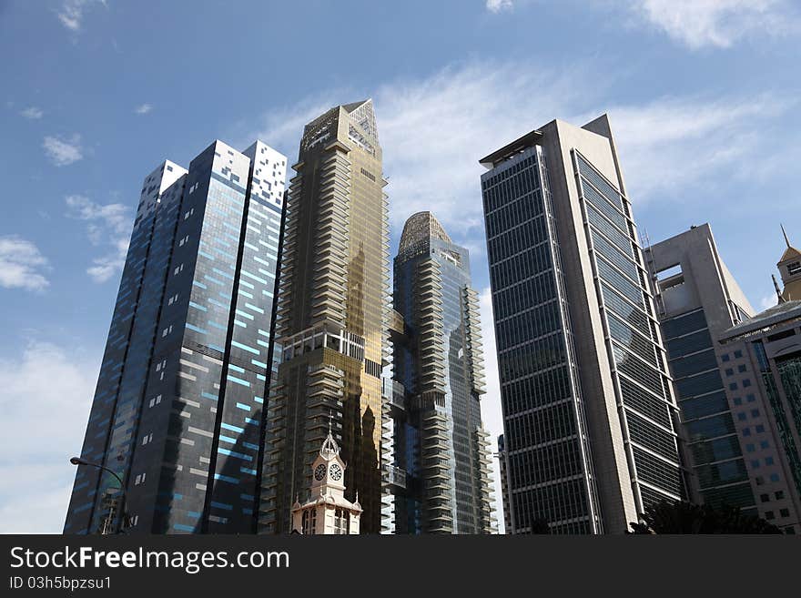 Downtown Singapore Skyscrapers at business district.