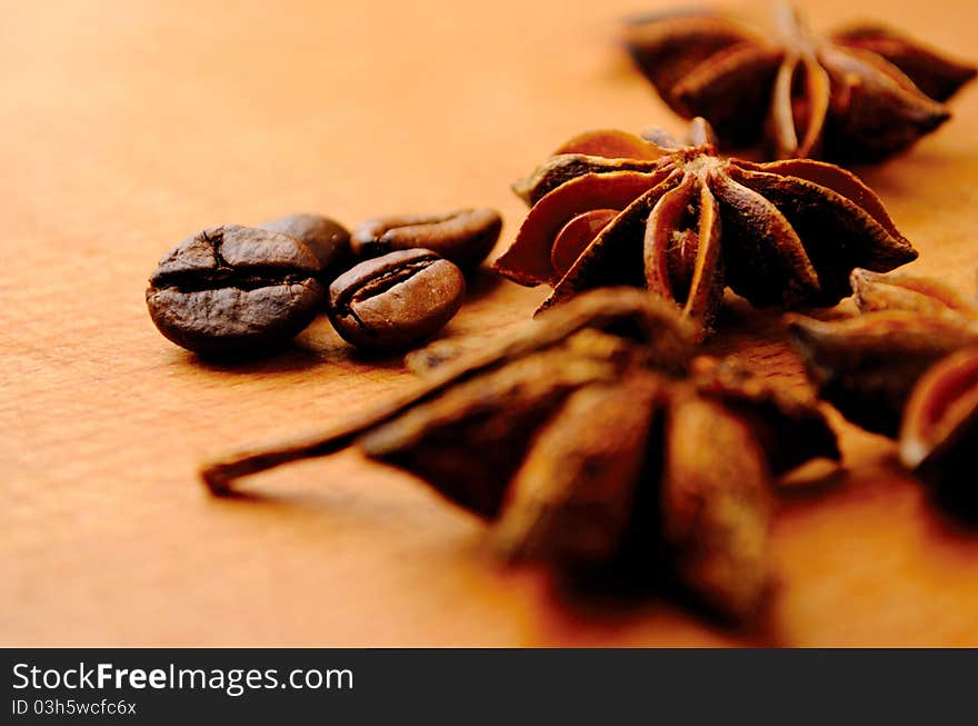 Anise and coffee beans