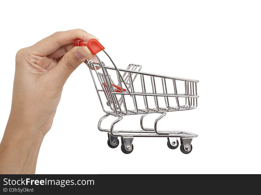 Isolated: Shopping cart on hand