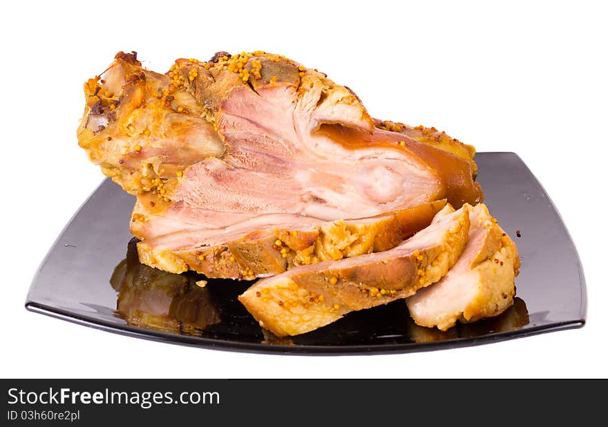 Ham, pork, meat isolated on white