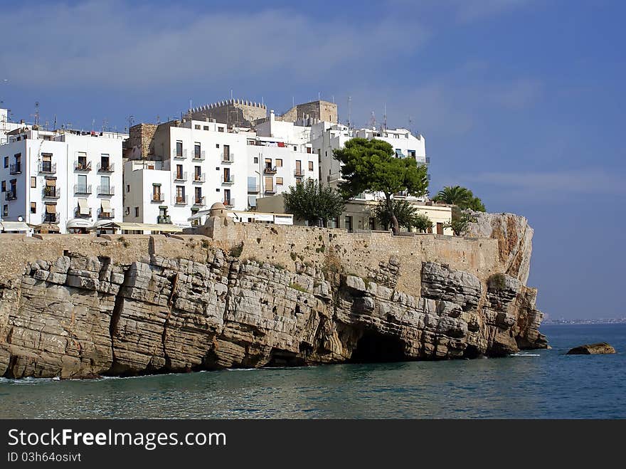 Views of the City Lighthouse and Castle of Papa Luna - Peniscola (Castellon) Costa Azahar-Spain-Maestrat Baix. Views of the City Lighthouse and Castle of Papa Luna - Peniscola (Castellon) Costa Azahar-Spain-Maestrat Baix