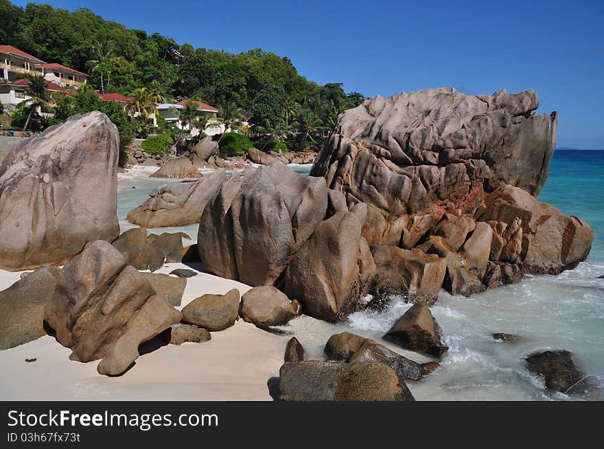 Typical Rock Formation at La Digue, seychelles