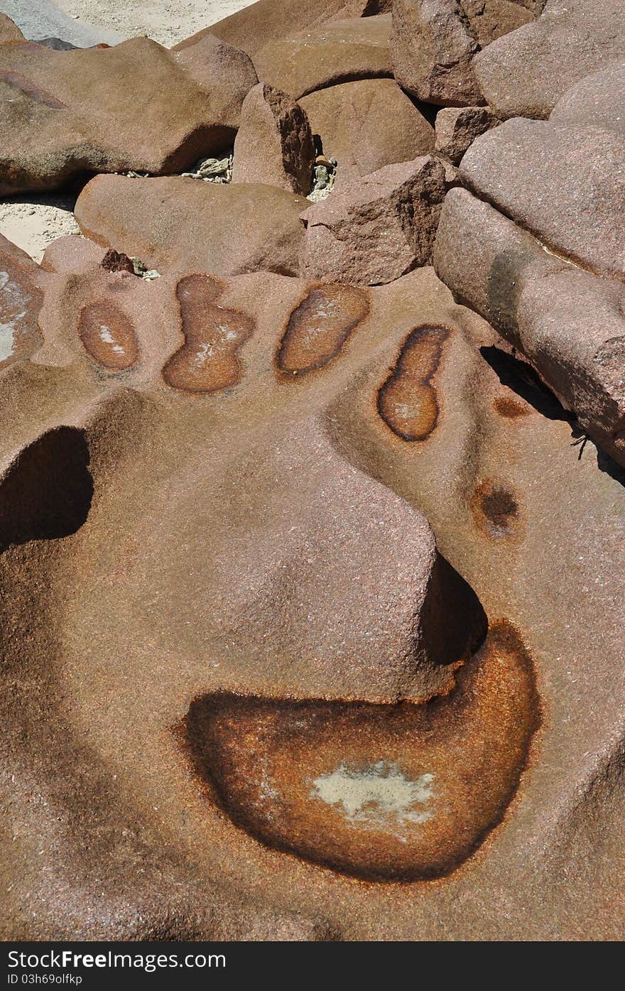 Typical Rock Formation at east coast of La Digue, seychelles