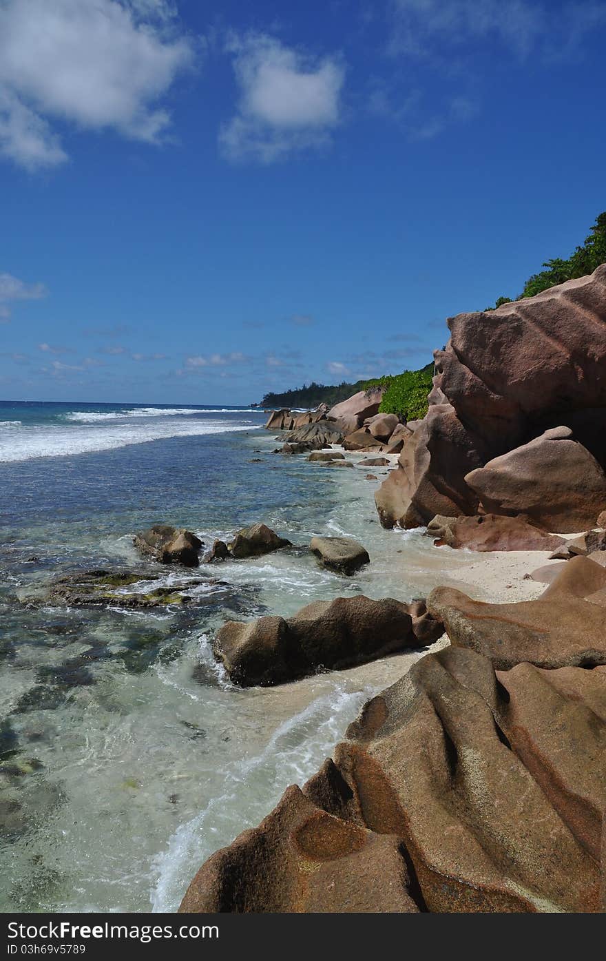 Typical Rock Formation at  La Digue, seychelles