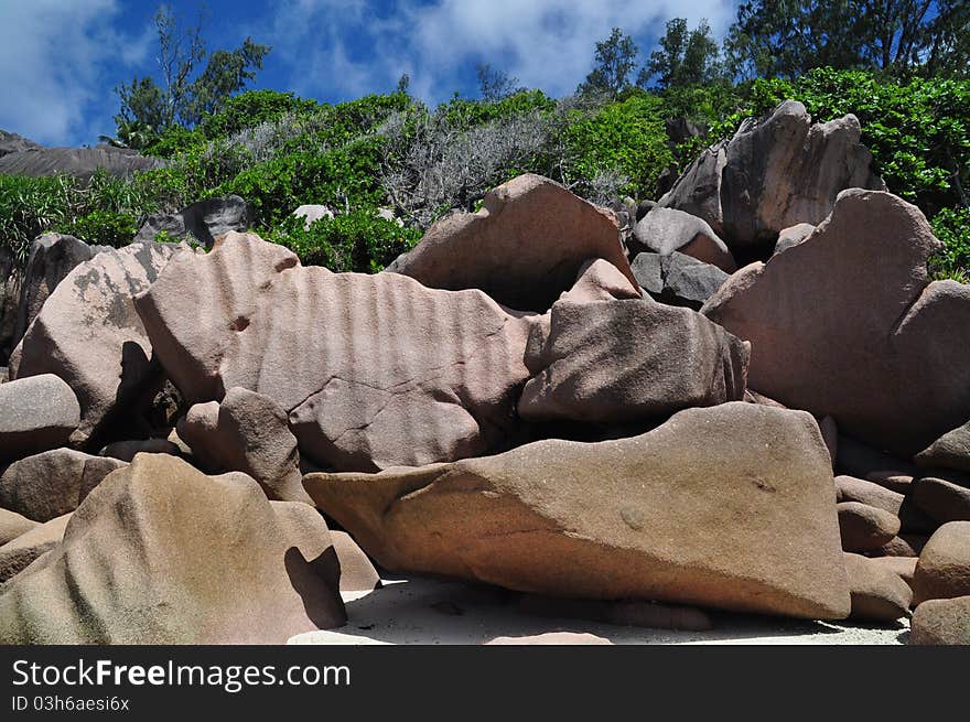 Typical Rock Formation at Anse Source d` Argent, La Digue, seychelles