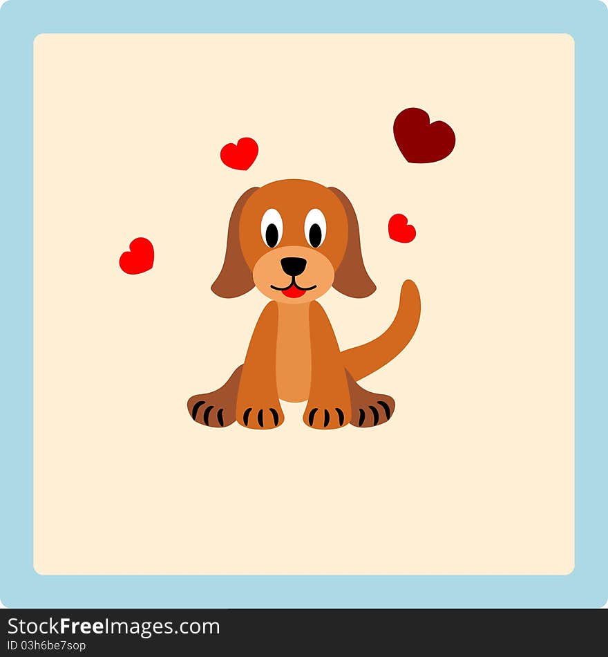 Little cute brown puppy - illustration. Little cute brown puppy - illustration