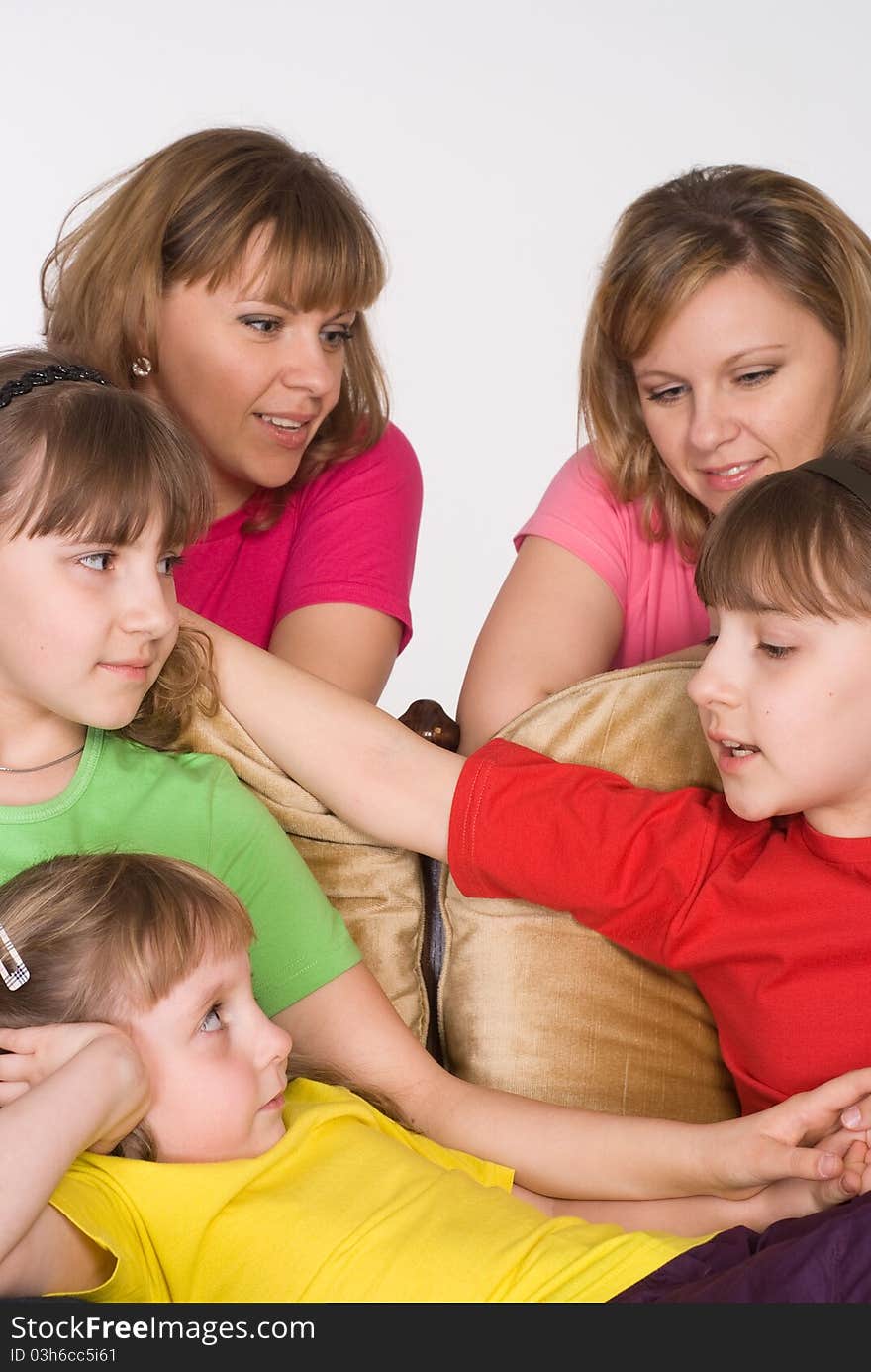 Happy family on sofa