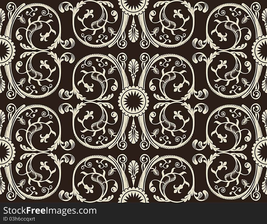 Seamless vintage wallpaper black background