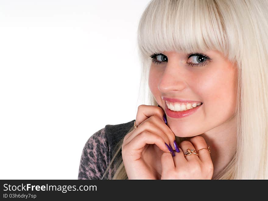 Portrait of a nice girl on a white background. Portrait of a nice girl on a white background