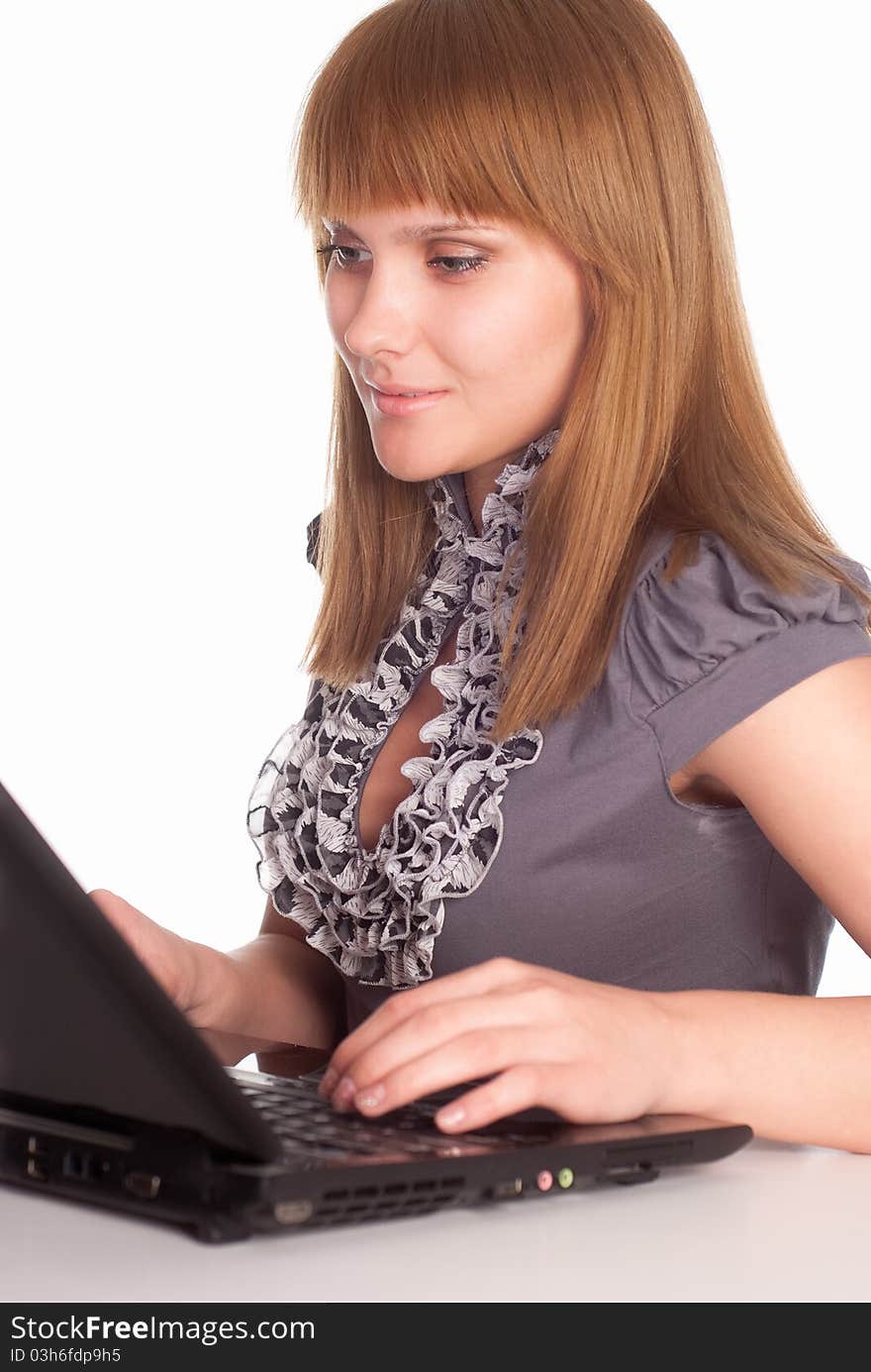 Portrait of a clever businesswoman with laptop. Portrait of a clever businesswoman with laptop