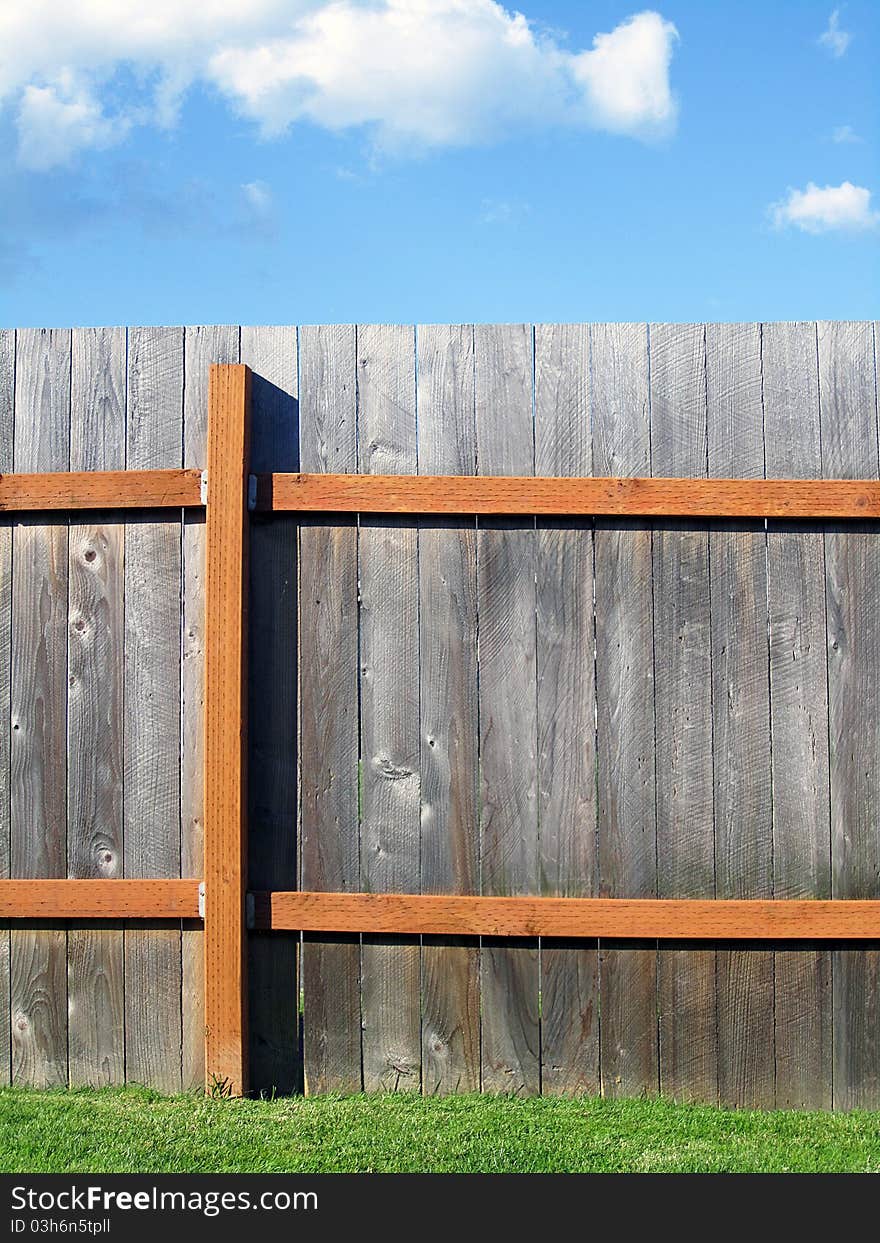 Fence,Sky,And Grass.