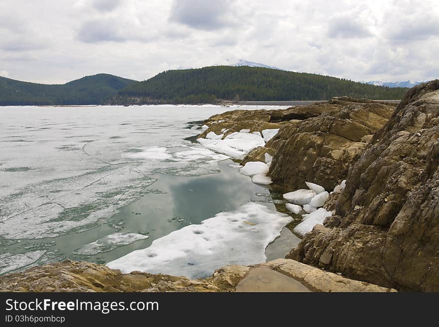 Icy Rocky Shore line