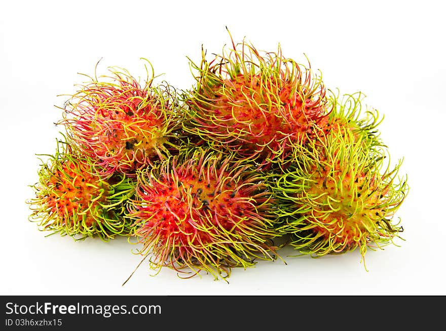 Rambutan is a colorful and spiky tropical fruit with a sweet flavor