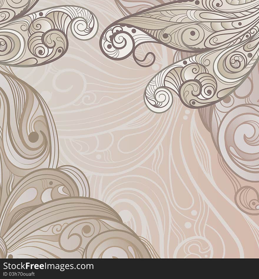 Abstract background with twirls, circles and dots