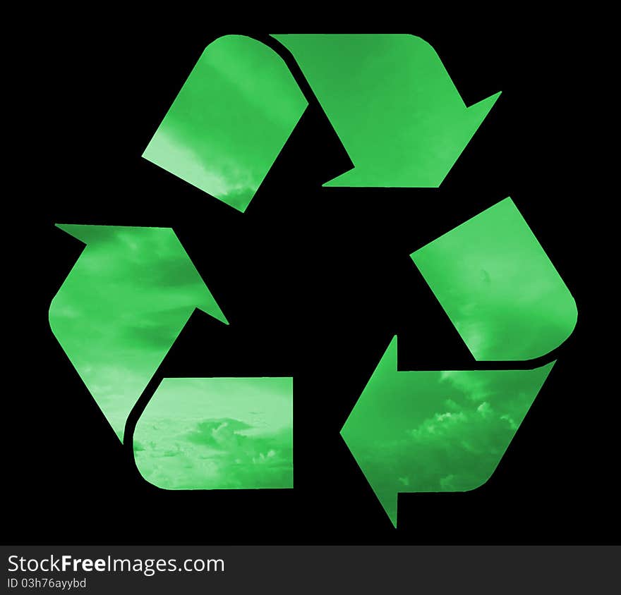 Recycle symbol filled green clouds