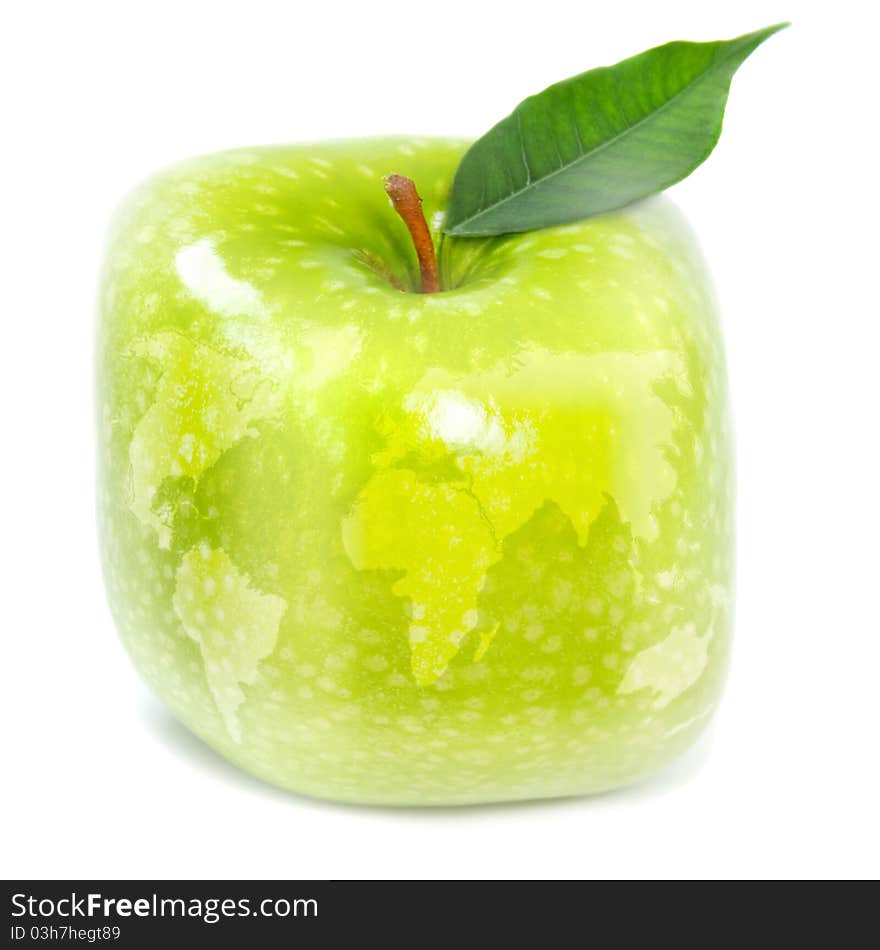 Green apple and map